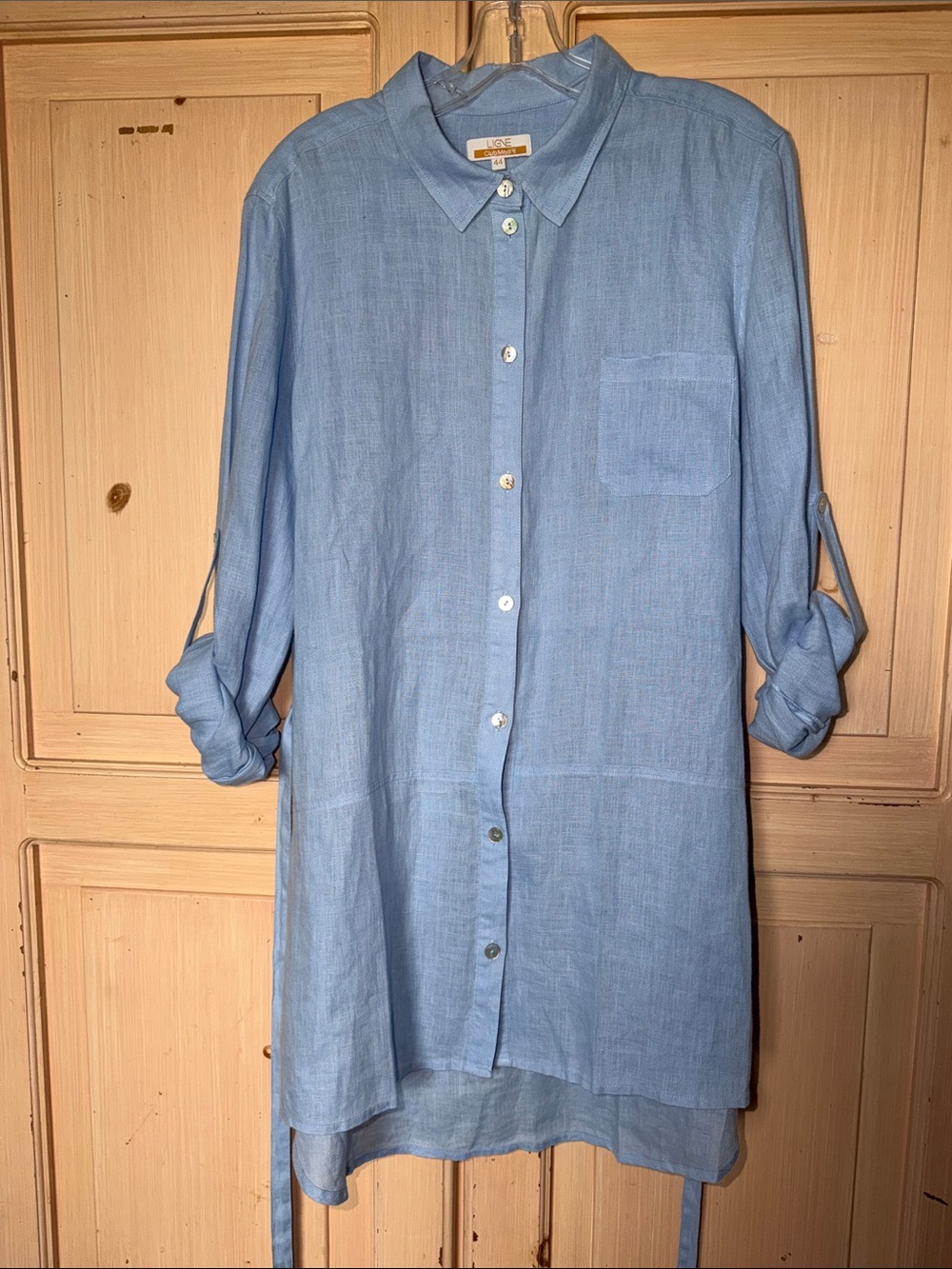 La Ligne Sky Blue Linen Button-Front Camisole Tunic